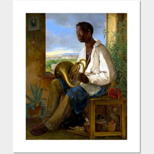 Portrait of Emmanuel Rio with French Horn 1836 Albert Schindler Posters and Art